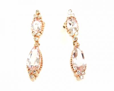 Modern Morganite and Diamond Drop Earrings
