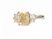 Modern Natural Yellow Diamond and Diamond Ring