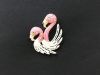Modern Pink Sapphire Diamond Emerald Onyx Flamingo Pendant/Brooch
