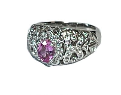 Modern Pink Sapphire and Diamond Ring