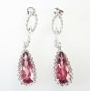 Modern 4.84ct Pink Tourmaline and Diamond Drop 18kt Earrings
