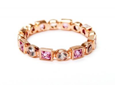 Modern Pink and White Sapphire Eternity Band