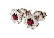 Modern Ruby and Diamond Earrings