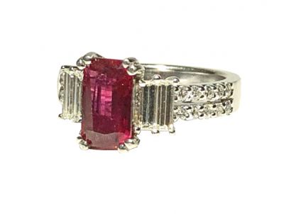 Modern Ruby and Diamond Ring