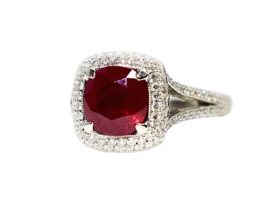 Modern Ruby and Diamond Ring