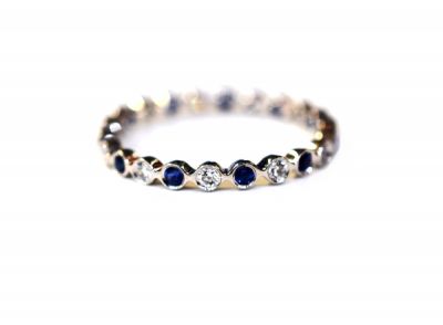 Modern Sapphire and Diamond Eternity Band