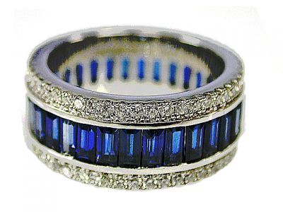 Modern 5.44ct Sapphire and Diamond Eternity 14kt Band