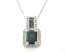 Modern Sapphire and Diamond Pendant
