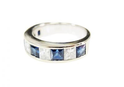 Modern Sapphire and Diamond Ring