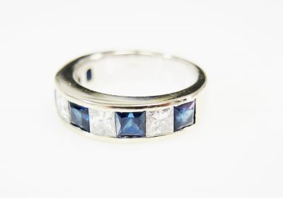 Modern Sapphire and Diamond Ring