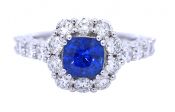 Modern 1.55ct Sapphire and Diamond 18kt Engagement Ring