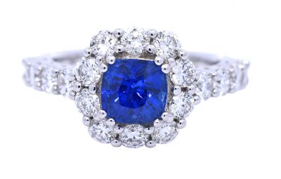 Modern 1.55ct Sapphire and Diamond 18kt Engagement Ring