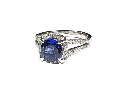 Modern Sapphire and Diamond Ring