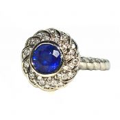 Modern Sapphire and Diamond Ring