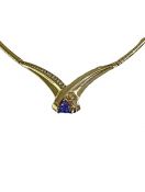 Modern Tanzanite and Diamond Necklace