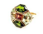 Modern Tourmaline and Garnet Ring