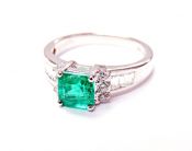 Modern 1.36ct Emerald and Diamond 18kt Engagement Ring