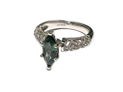 Modern Green Sapphire and Diamond Ring