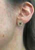 Modern Green Tourmaline and Diamond Stud Earrings