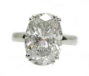 Modern Oval 5.53ct Diamond Platinum Engagement Ring