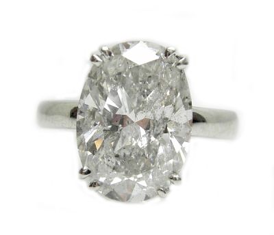 Modern Oval 5.53ct Diamond Platinum Engagement Ring