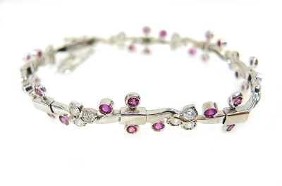 Modern Ruby and Diamond Bracelet