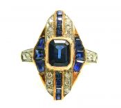 Modern Sapphire and Diamond Ring