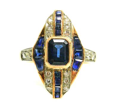 Modern Sapphire and Diamond Ring