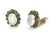 Vintage Floral Moonstone and Star Sapphire Earrings