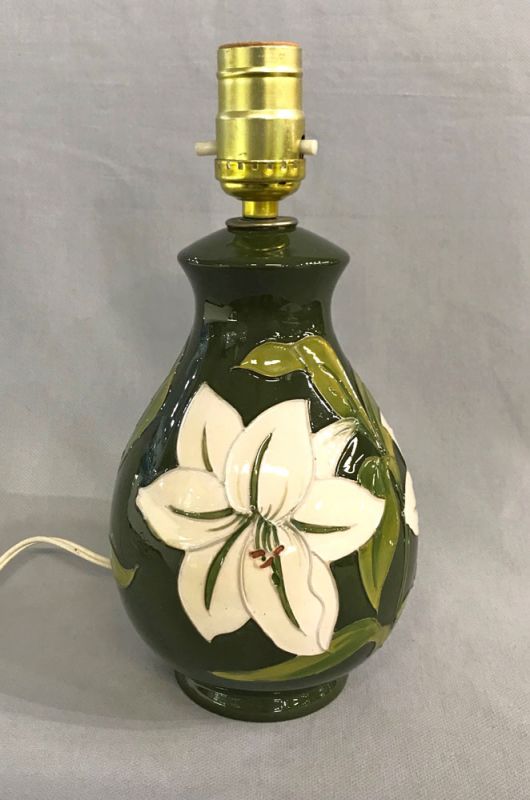 Moorcroft Lamp In The Bermuda Lily Pattern, circa 1975