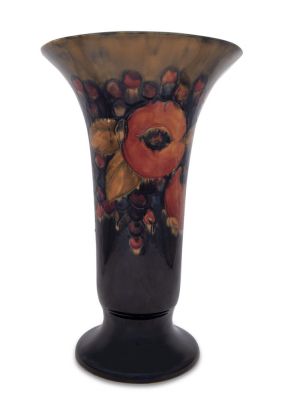 Moorcroft Trumpet Vase of Monumental Proportion, Pomegranate Pattern