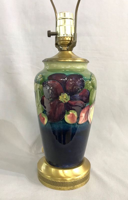 Moorcroft lamp In The Clematis Pattern, Circa 1950