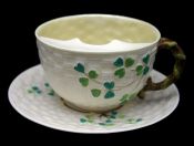 Moustache Cup Belleek Shamrock Pattern