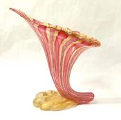 Murano Glass Cornucopia Shaped Vase, Italian, Mid 20th Century