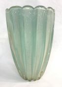 Murano Glass Vase In Sea Foam Green With Gold Flecks