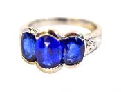 Vintage 3 Sapphire Ring