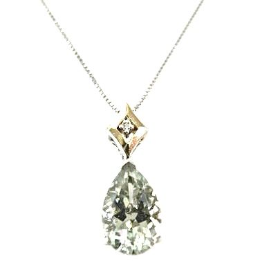 Modern Prasiolite & Diamond Pendant