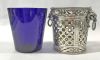 Neoclassical 800 Fine Silver Ice Bucket With Cobalt Blue Glass Liner