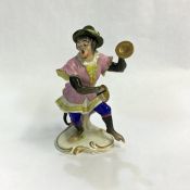 Nineteenth-Century Meissen Style German Porcelain Monkey Playing the Cymbals