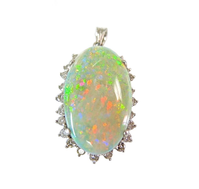 Vintage Opal and Diamond Pendant