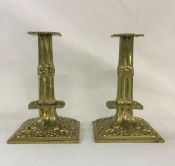 Victorian Cast Brass Candlesticks