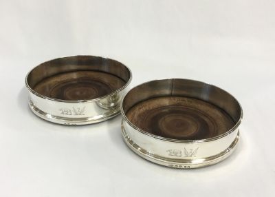 Pair of Sterling Silver Bottle Coasters