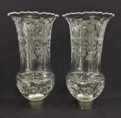 Pair of Antique Glass Hurricanes