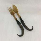 Late Victorian Horn Salad Servers