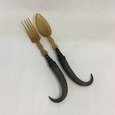 Late Victorian Horn Salad Servers