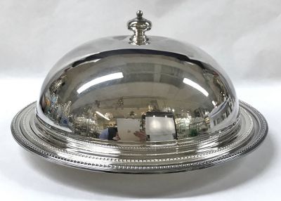 Pair of Silver Plate Meat Dishes & Domed Cover