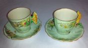 Victorian Butterfly Handle Cups and Saucers