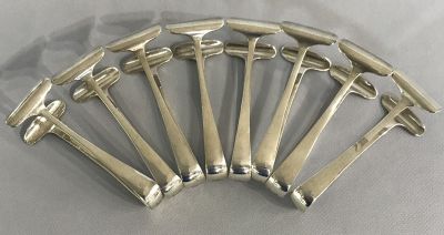 Rare Edwardian Set of English Sterling Silver Asparagus Eaters