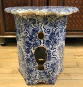 Rare English Blue & White Transferware Garden Stool
