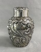 Repousse Sterling Silver Tea Caddy